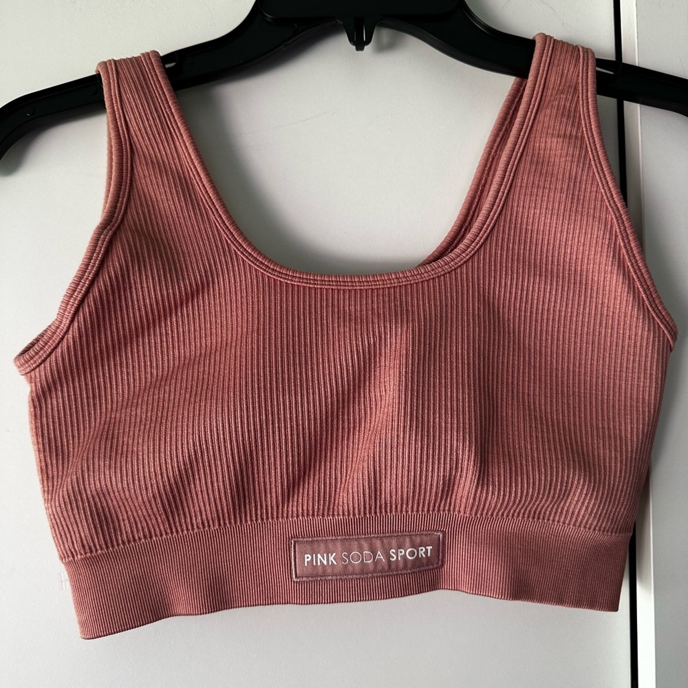 ✨ Pink Soda Sport Ribbed Seamless Sports Bra Mauve Pink S/M